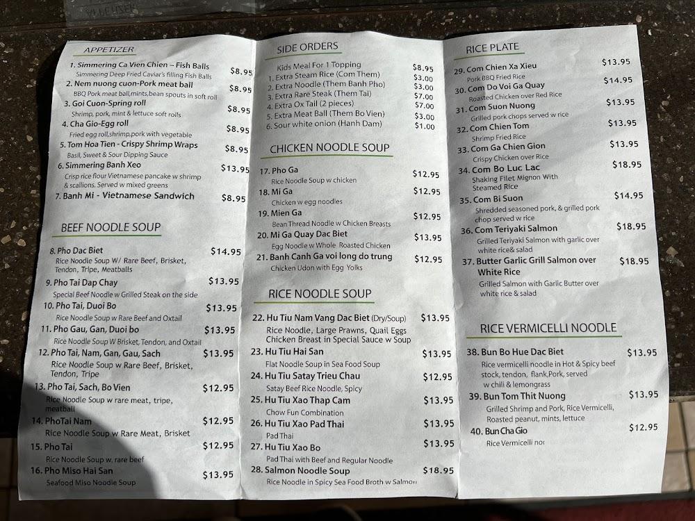 Simmering Pho Cafe Menu image 3
