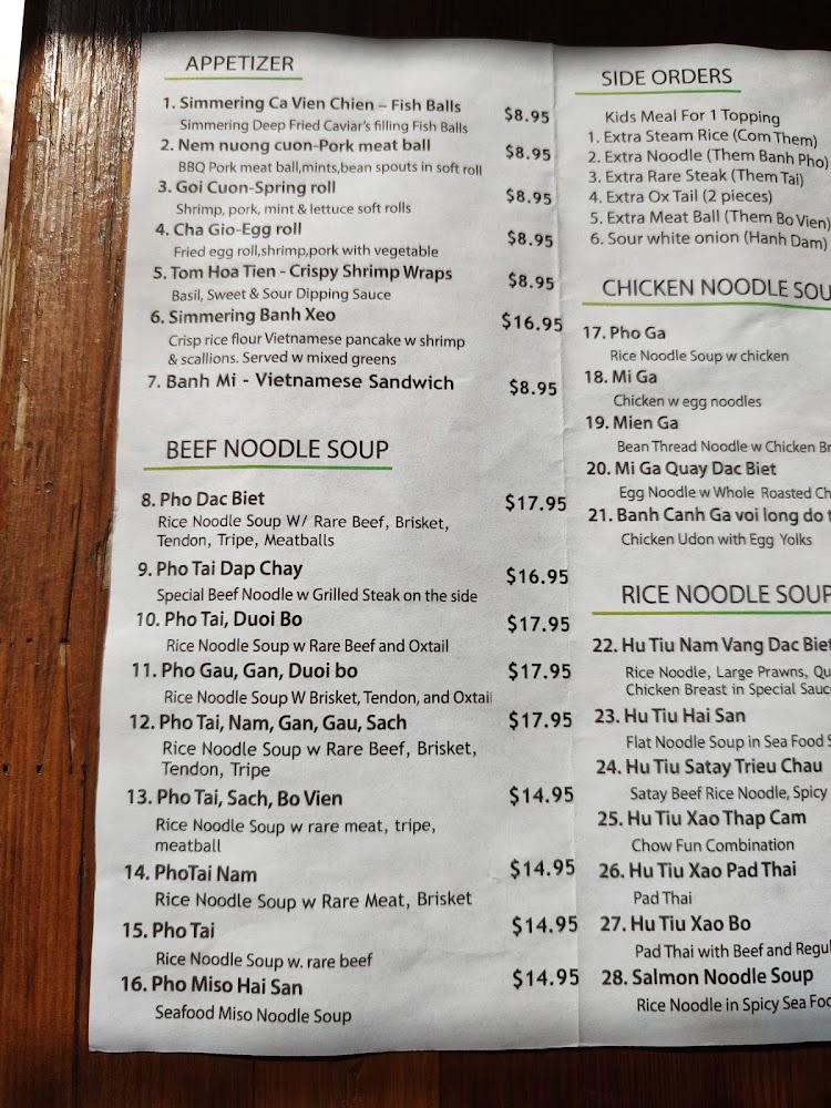 Simmering Pho Cafe Menu image 4